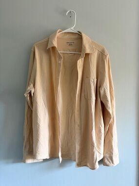 Untuckit Men’s Long Sleeve Button-Down Shirt Cream 100% Cotton Medium